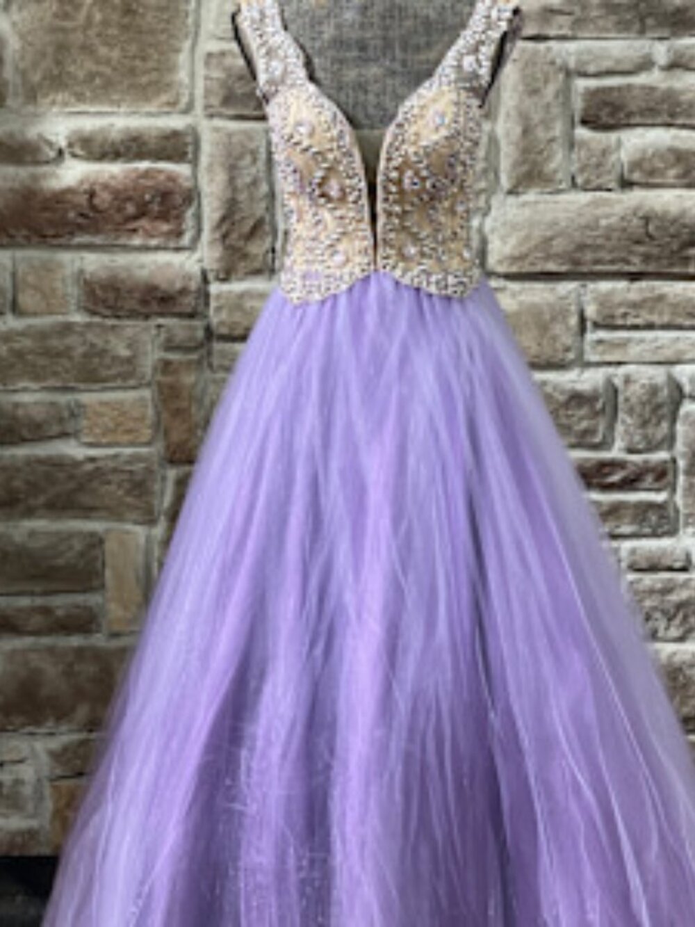 Purple Embellished Bodice Ball Gown, Size 4